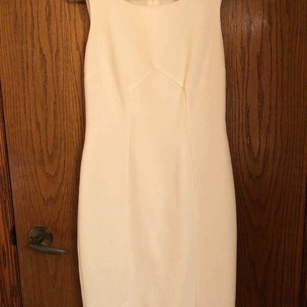 Tristan white dress, midi, Lined Fabric